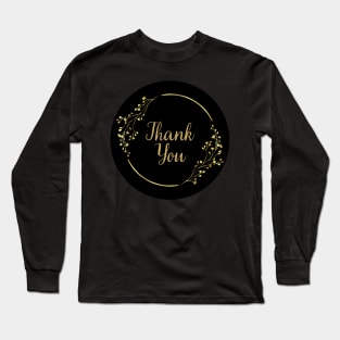 Thank You with Flower - Black Long Sleeve T-Shirt